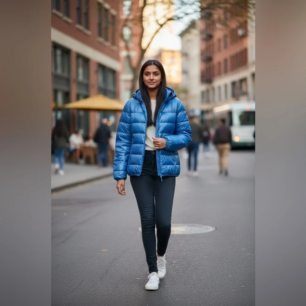 Women's Blue Puffer Jacket NWOT